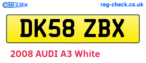 DK58ZBX are the vehicle registration plates.