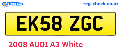 EK58ZGC are the vehicle registration plates.