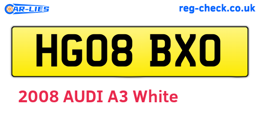 HG08BXO are the vehicle registration plates.