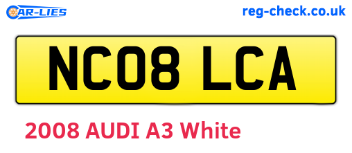 NC08LCA are the vehicle registration plates.
