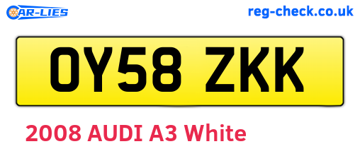 OY58ZKK are the vehicle registration plates.
