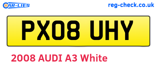 PX08UHY are the vehicle registration plates.