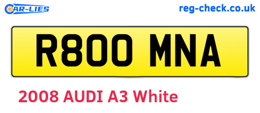 R800MNA are the vehicle registration plates.