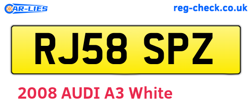 RJ58SPZ are the vehicle registration plates.