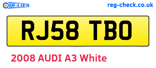 RJ58TBO are the vehicle registration plates.