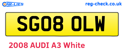 SG08OLW are the vehicle registration plates.