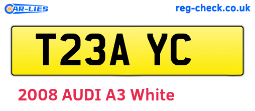T23AYC are the vehicle registration plates.