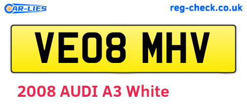VE08MHV are the vehicle registration plates.