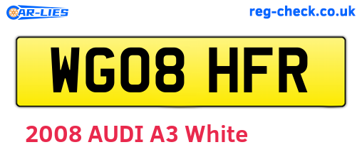WG08HFR are the vehicle registration plates.