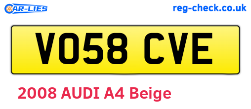 VO58CVE are the vehicle registration plates.