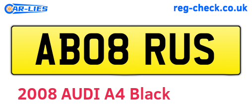 AB08RUS are the vehicle registration plates.