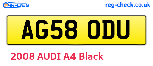 AG58ODU are the vehicle registration plates.