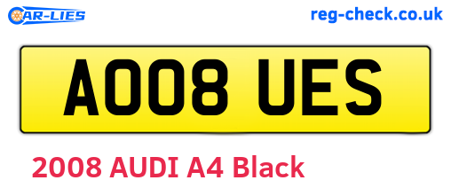 AO08UES are the vehicle registration plates.