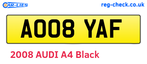 AO08YAF are the vehicle registration plates.