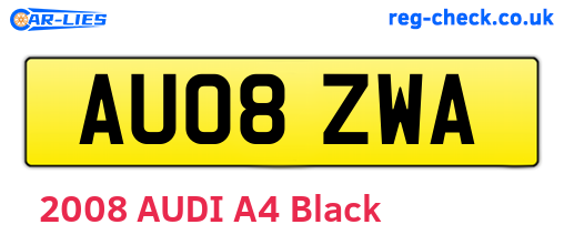 AU08ZWA are the vehicle registration plates.