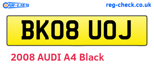 BK08UOJ are the vehicle registration plates.