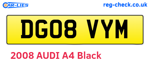 DG08VYM are the vehicle registration plates.