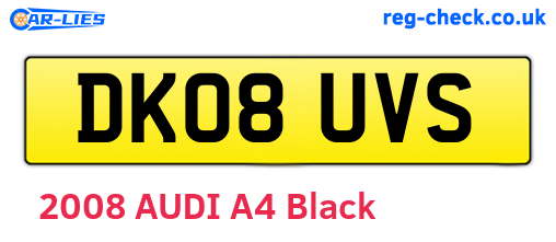 DK08UVS are the vehicle registration plates.
