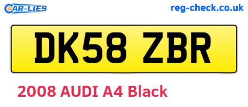 DK58ZBR are the vehicle registration plates.
