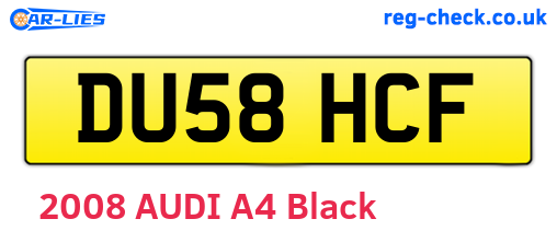 DU58HCF are the vehicle registration plates.