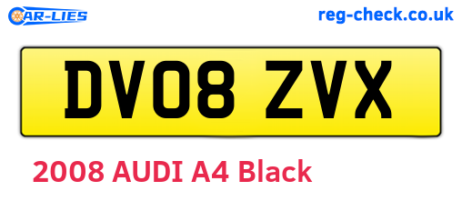 DV08ZVX are the vehicle registration plates.