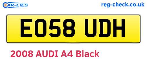 EO58UDH are the vehicle registration plates.