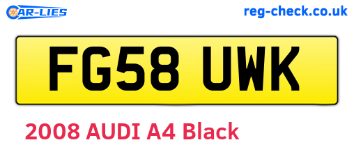 FG58UWK are the vehicle registration plates.