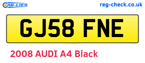 GJ58FNE are the vehicle registration plates.