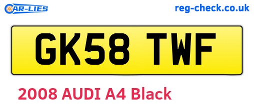 GK58TWF are the vehicle registration plates.