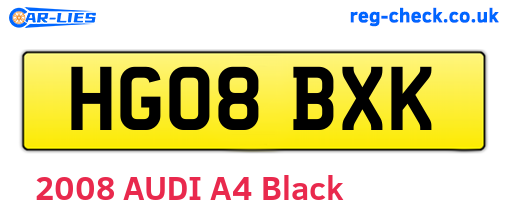 HG08BXK are the vehicle registration plates.