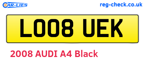 LO08UEK are the vehicle registration plates.