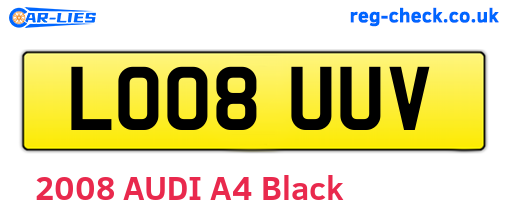LO08UUV are the vehicle registration plates.