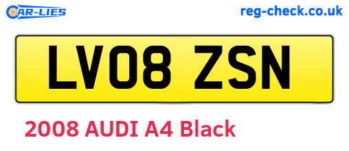 LV08ZSN are the vehicle registration plates.