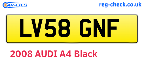 LV58GNF are the vehicle registration plates.