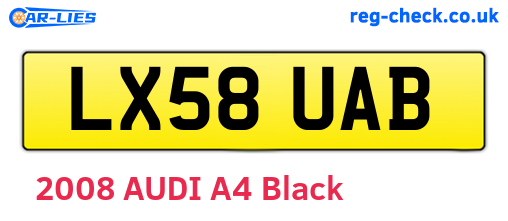 LX58UAB are the vehicle registration plates.