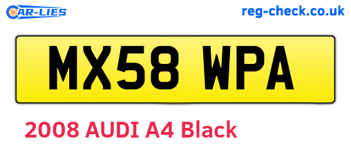 MX58WPA are the vehicle registration plates.