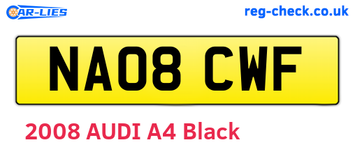NA08CWF are the vehicle registration plates.