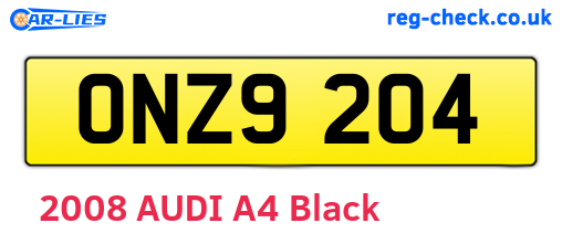 ONZ9204 are the vehicle registration plates.