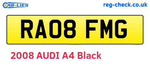 RA08FMG are the vehicle registration plates.