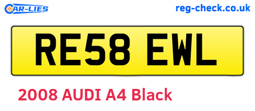 RE58EWL are the vehicle registration plates.