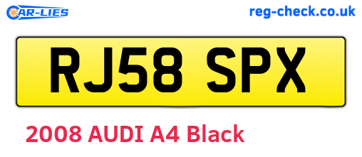 RJ58SPX are the vehicle registration plates.