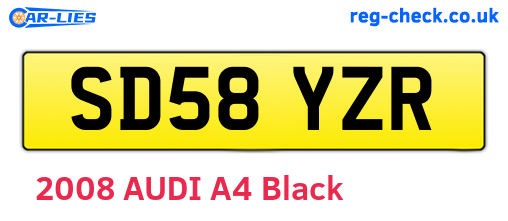 SD58YZR are the vehicle registration plates.