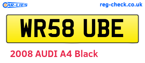 WR58UBE are the vehicle registration plates.