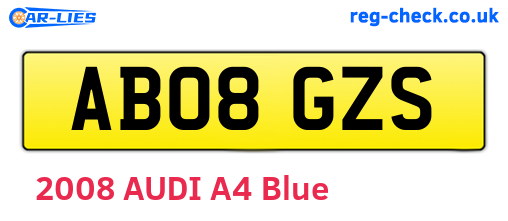 AB08GZS are the vehicle registration plates.