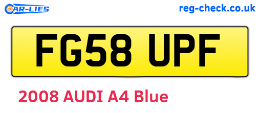 FG58UPF are the vehicle registration plates.