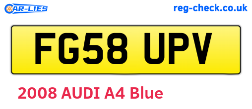 FG58UPV are the vehicle registration plates.