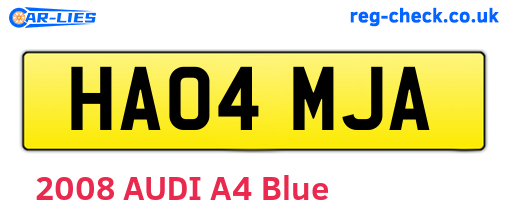 HA04MJA are the vehicle registration plates.