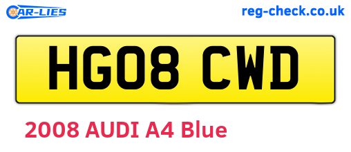 HG08CWD are the vehicle registration plates.