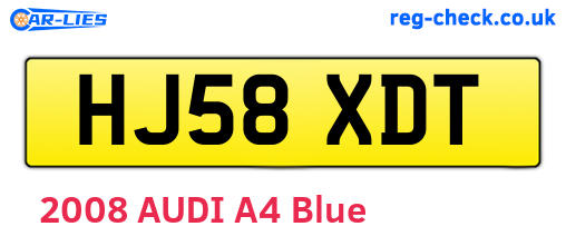 HJ58XDT are the vehicle registration plates.