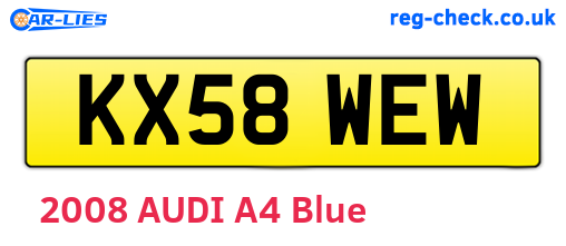 KX58WEW are the vehicle registration plates.